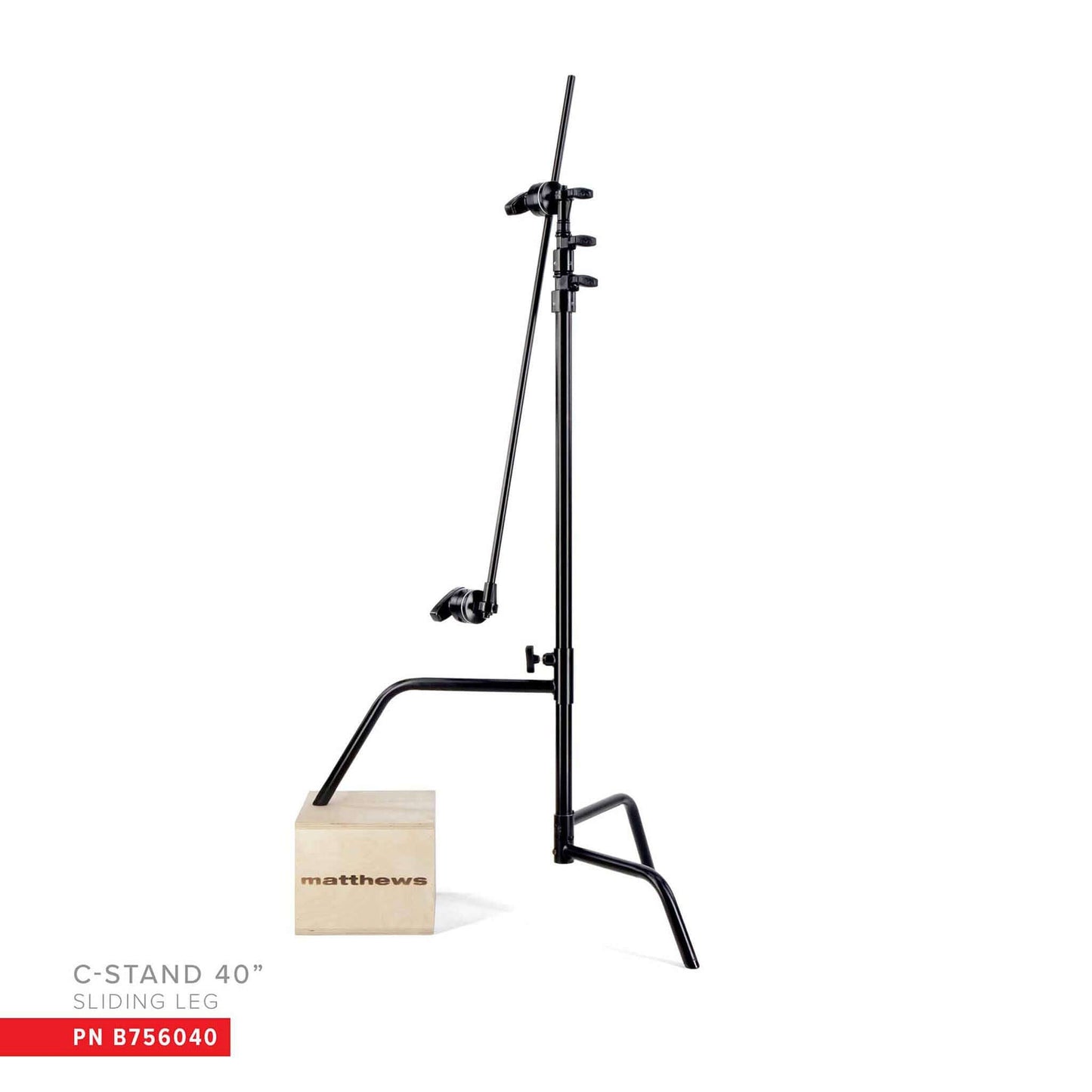 40" C-Stand w/Sliding Leg, Includes Grip Head & Arm Black