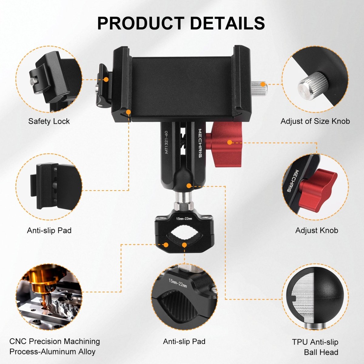 Mechrig Dual Ball Quick-Release Aluminum Handlebar Phone Mount