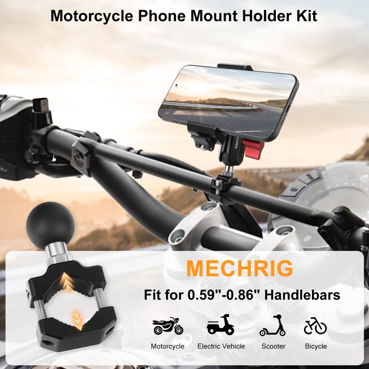 Mechrig Dual Ball Quick-Release Aluminum Handlebar Phone Mount
