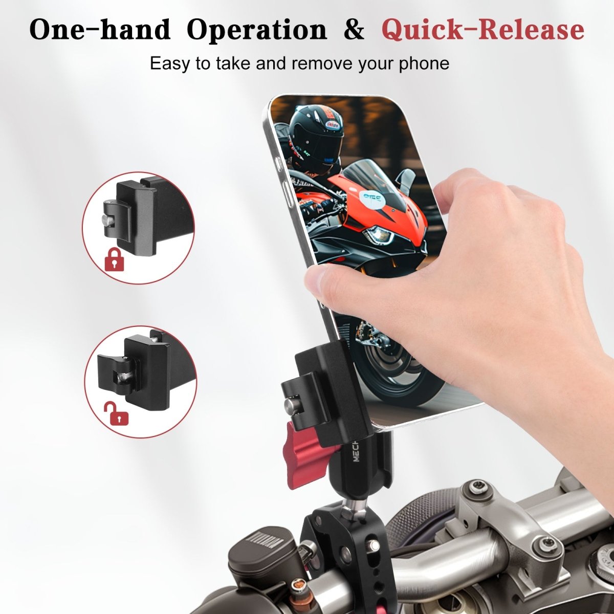 Mechrig Quick-Release 360° Ball Head Phone Mount with Super Clamp