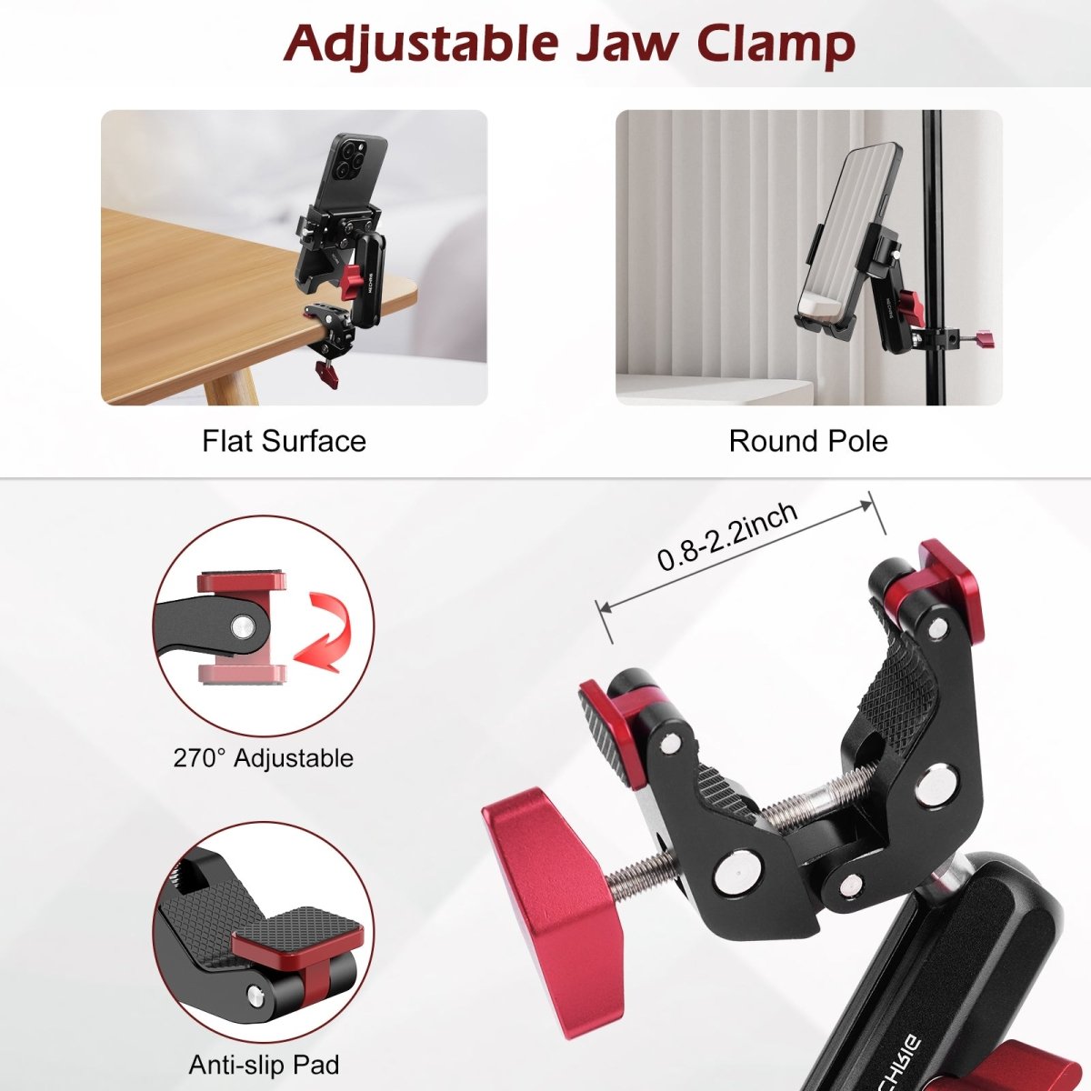 Mechrig Quick-Release Phone Mount with 360° Ball Head and Super Clamp