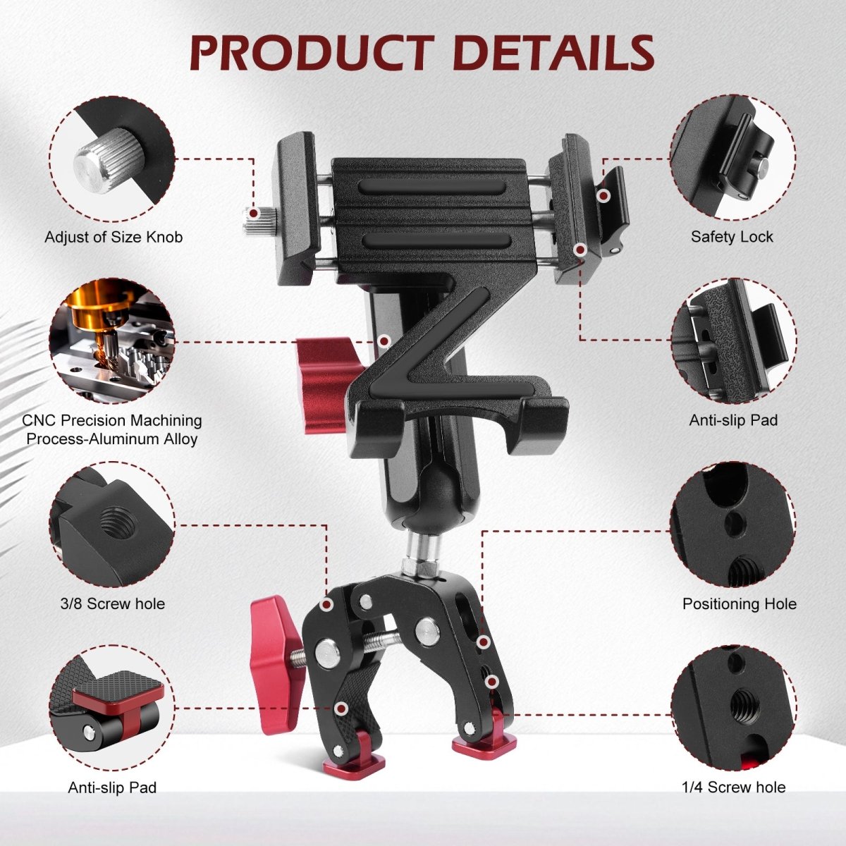 Mechrig Quick-Release Phone Mount with 360° Ball Head and Super Clamp