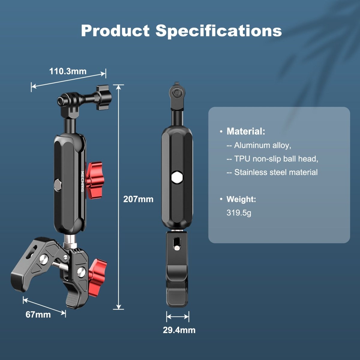 Mechrig Super Clamp Aluminum Alloy Riding Action Camera Mount