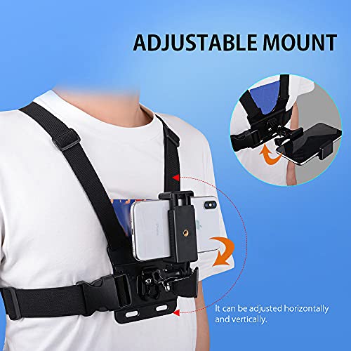 Mobile Phone Chest Mount Strap Holder ,Anti-Slide Strap Mount for Phone 360 Degree Rotary for Video Recording Camera Harness