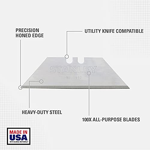 STANLEY Utility Knife Blades, 100-Pack