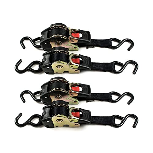 Auto Retractable Ratchet Straps Heavy Duty (4 pack) - Working Load Limit 500Lbs