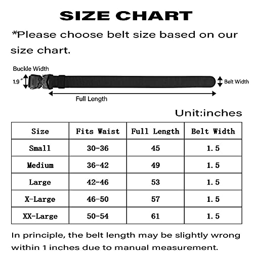 Tactical Rigger Belt, 1.5" Nylon Web Work Belt with Heavy Duty Quick Release Buckle