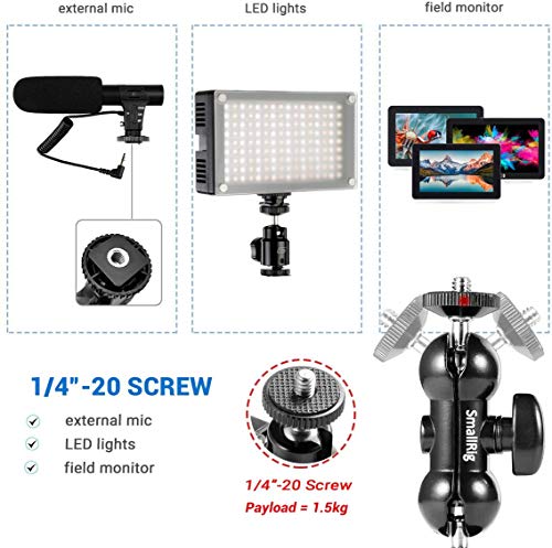 SMALLRIG Cool Ballhead Arm Super Clamp Mount Multi-Function Double Ball Adapter with Bottom Clamp
