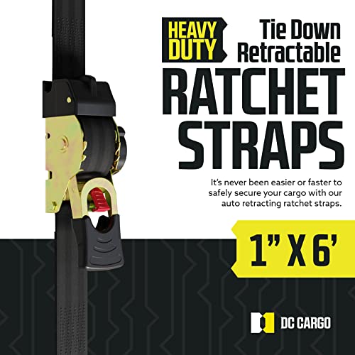 Auto Retractable Ratchet Straps Heavy Duty (4 pack) - Working Load Limit 500Lbs