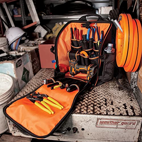 Klein Tool Bag Backpack, Heavy Duty with 21 Pockets and Large Interior, Water Resistant