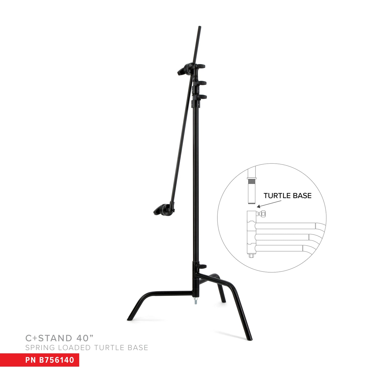 Matthews 40" C-Stand with Spring Loaded Turtle Base + Grip Arm and Head