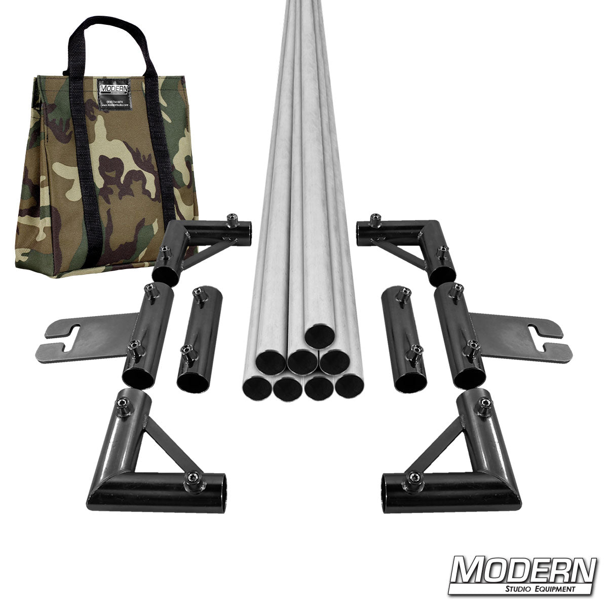 8' x 8' Breakdown Frame for Speed-Rail® with camo bag— heavy-duty aluminum grip frame for film & TV production, lighting, and rigging equipment | Modern Studio Equipment