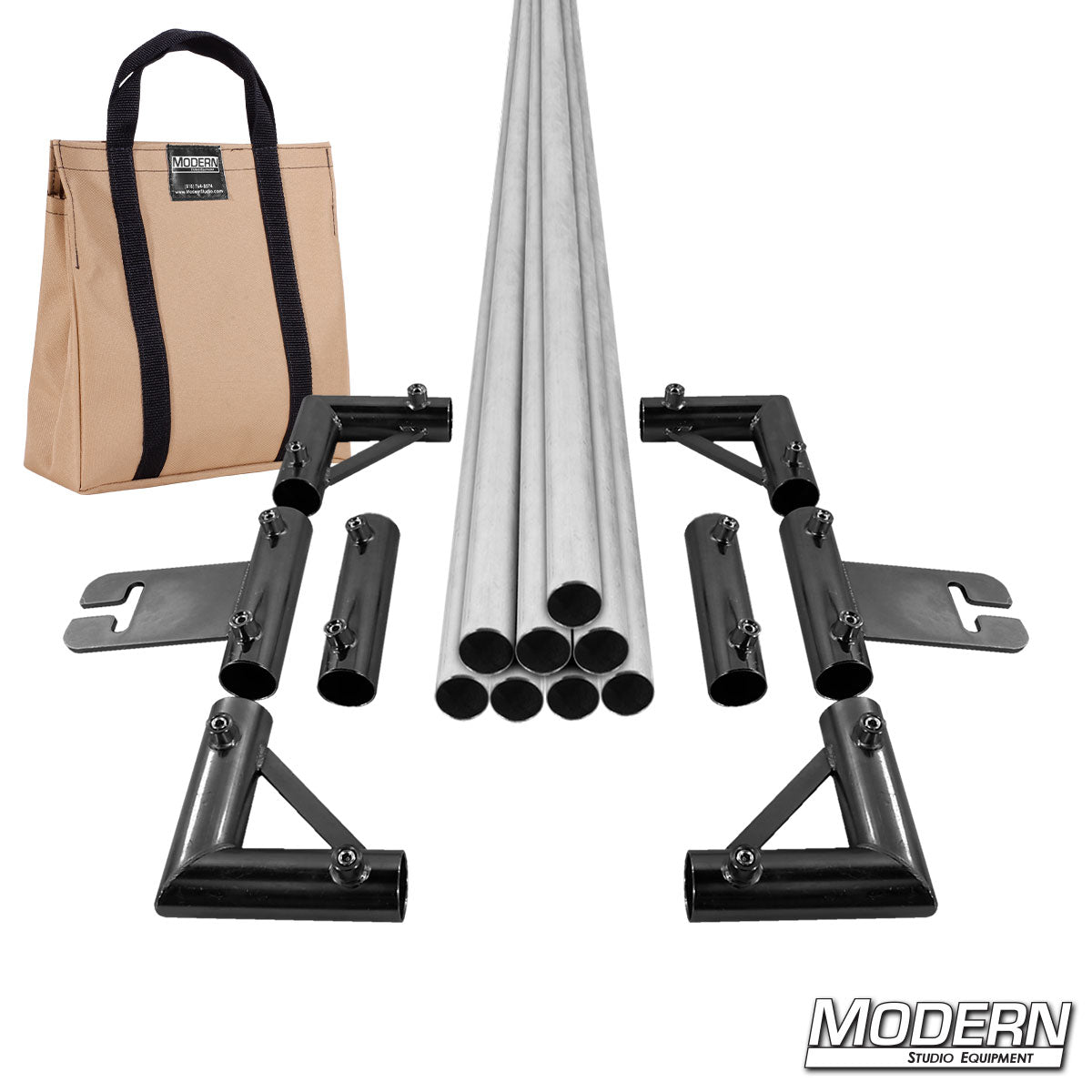 8' x 8' Breakdown Frame for Speed-Rail® with beige bag— heavy-duty aluminum grip frame for film & TV production, lighting, and rigging equipment | Modern Studio Equipment