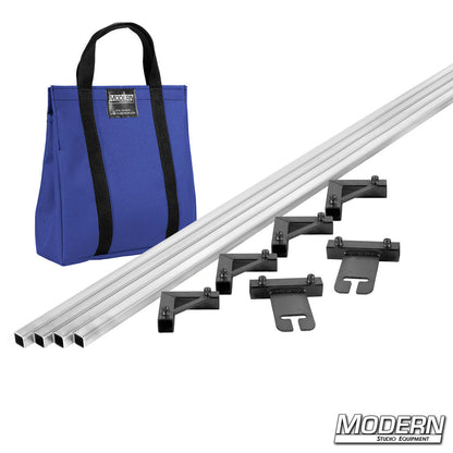 Modern's 8' x 8' breakdown frame with blue bag