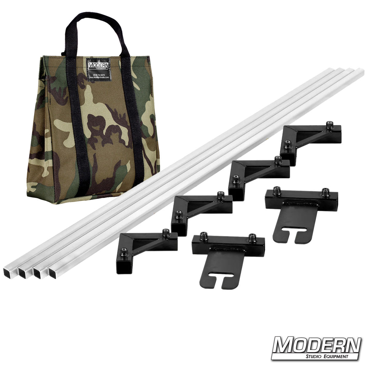 12-Foot x 12-Foot Breakdown Frame with 12-Foot Tubes and a Camo bag– Professional Speed-Rail® Grip Frame for Film Lighting and Rigging | Modern Studio Equipment. 