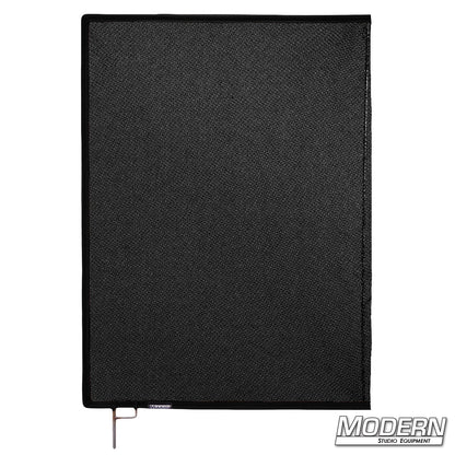 Lighting technician positioning Black Triple Scrim in front of fixture for precise exposure adjustment | Modern Studio Equipment