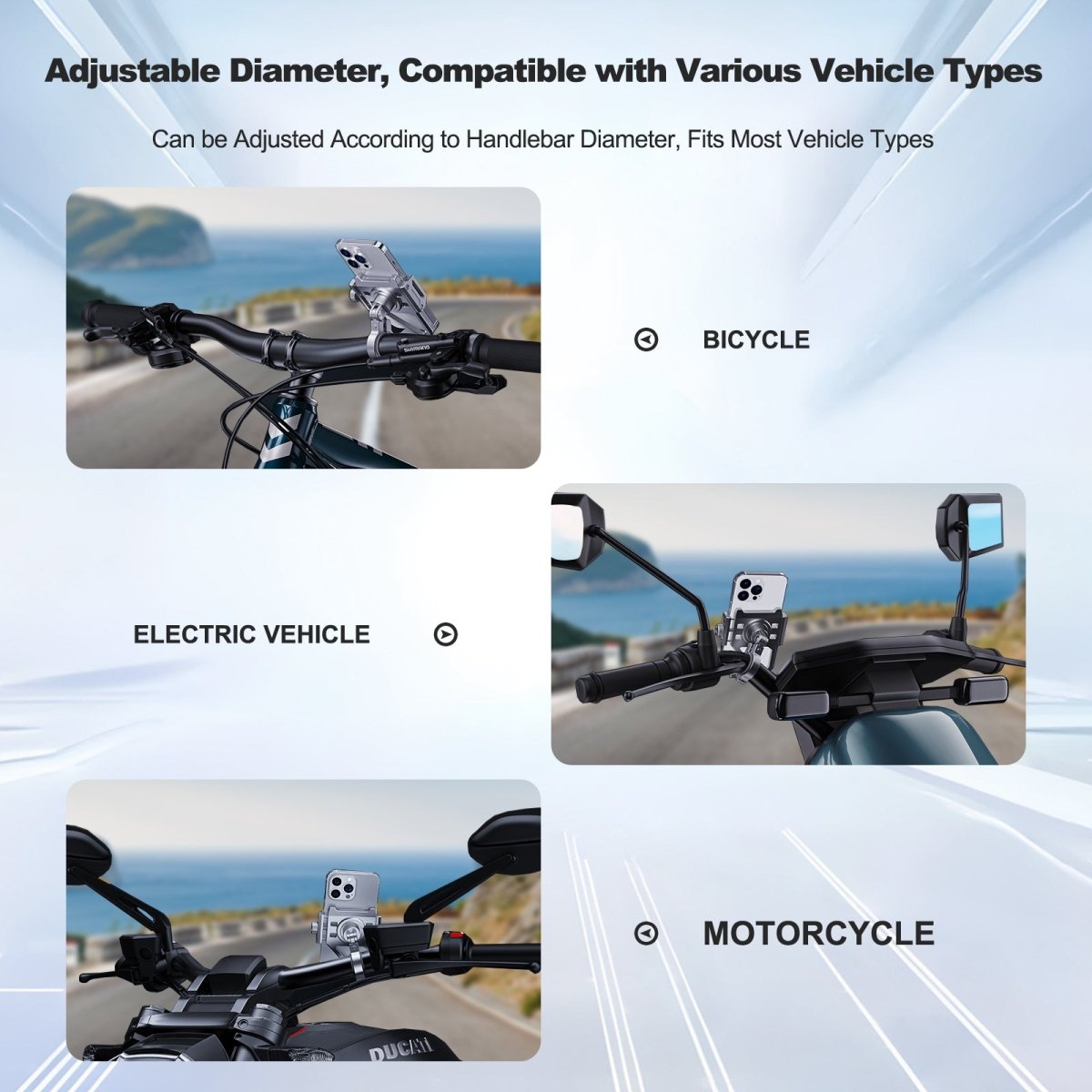 Mechrig 360° Rotating Aluminum Alloy Cycling Phone Holder