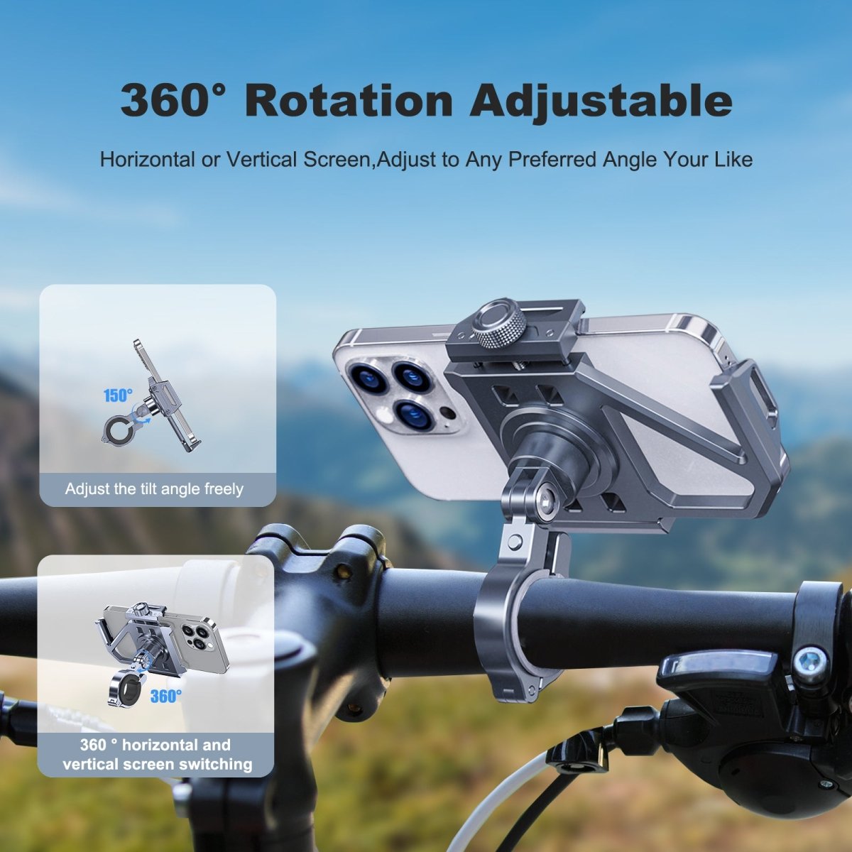 Mechrig 360° Rotating Aluminum Alloy Cycling Phone Holder
