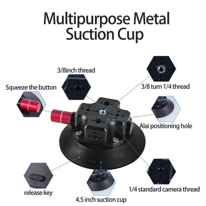 4.5" Suction Cup Mount with Cheese Block - Black