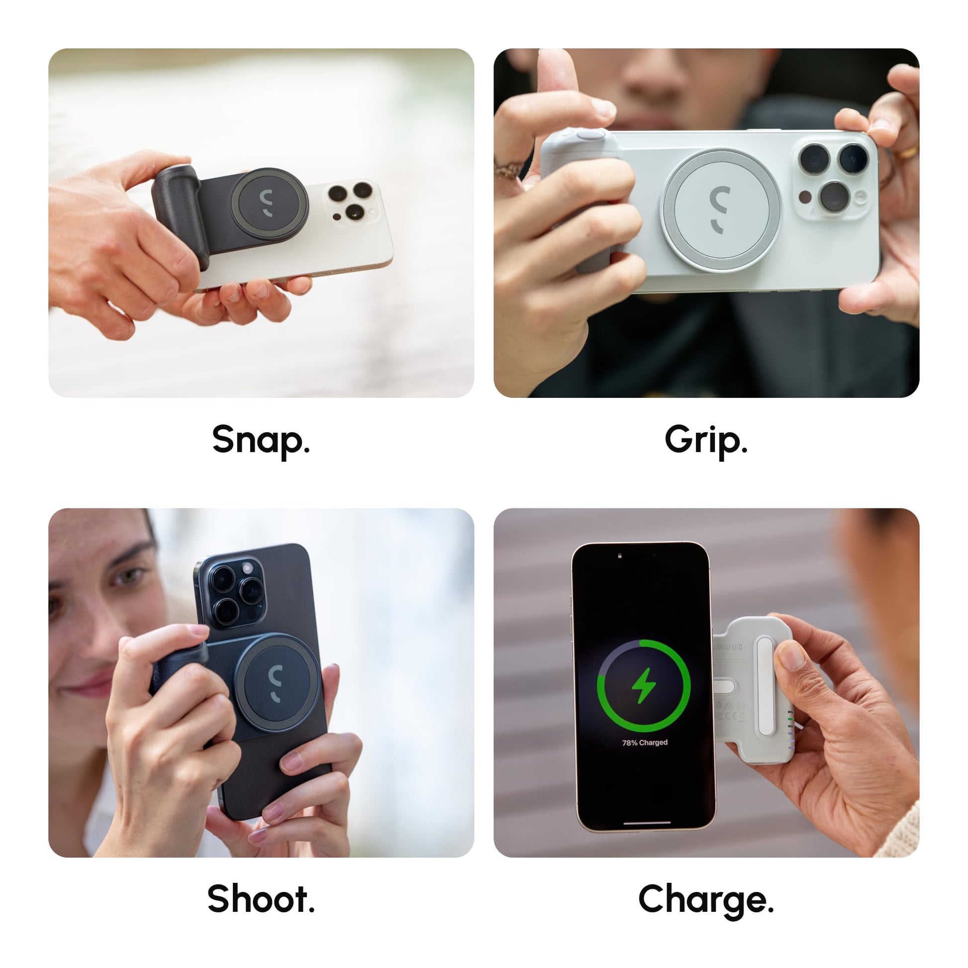 ShiftCam SnapGrip Pro - Mobile Battery Grip with Wireless Shutter Button - Magnetic Mount Snaps on to Any Phone - Grip Support Store