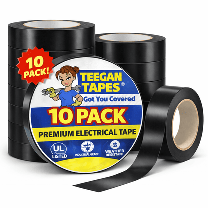10-Pack Electrical Tape - Black - 3/4" X 66 Feet