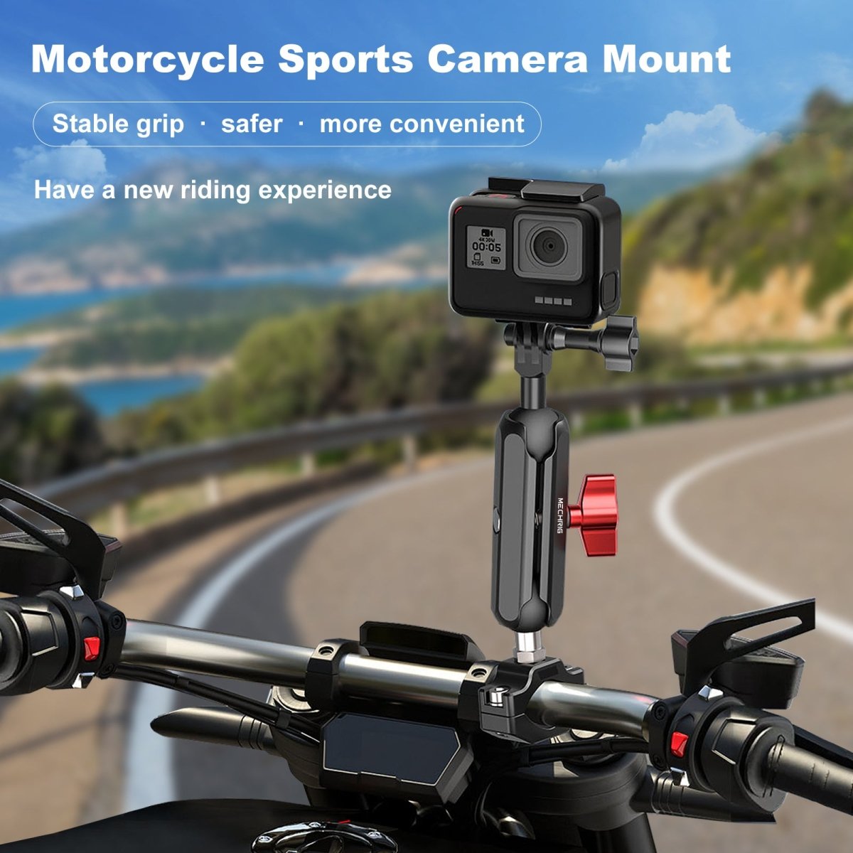 Mechrig Aluminum Ball Head Tube Clamp Bracket for Action Camera