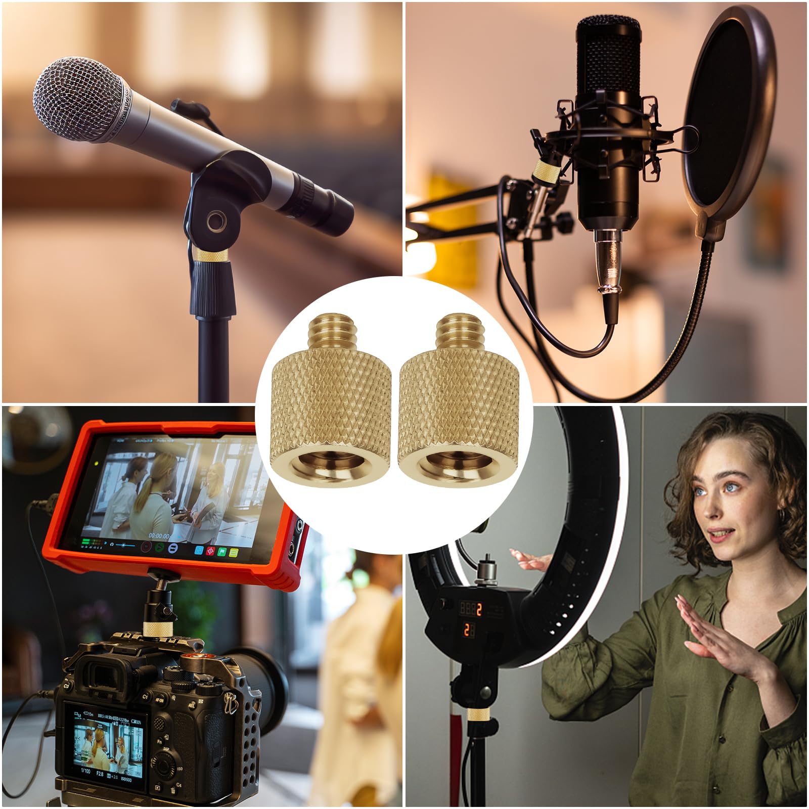 3/8"-16 Female to 1/4"-20 Male Thread (Brass)- 2 Pack - Grip Support Store