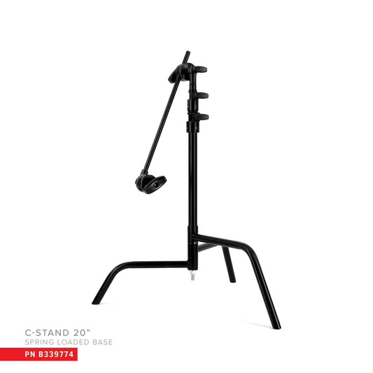 20" Double Riser Spring Loaded Folding C-Stand w/Grip Head & Arm Black