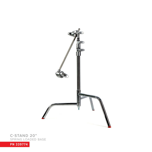 20" Double Riser Spring Loaded Folding C-Stand w/Grip Head & Arm Chrome