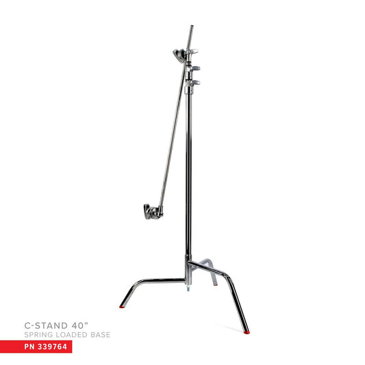 40" Double Riser Spring Loaded Folding C-Stand w/Grip Head & Arm Chrome