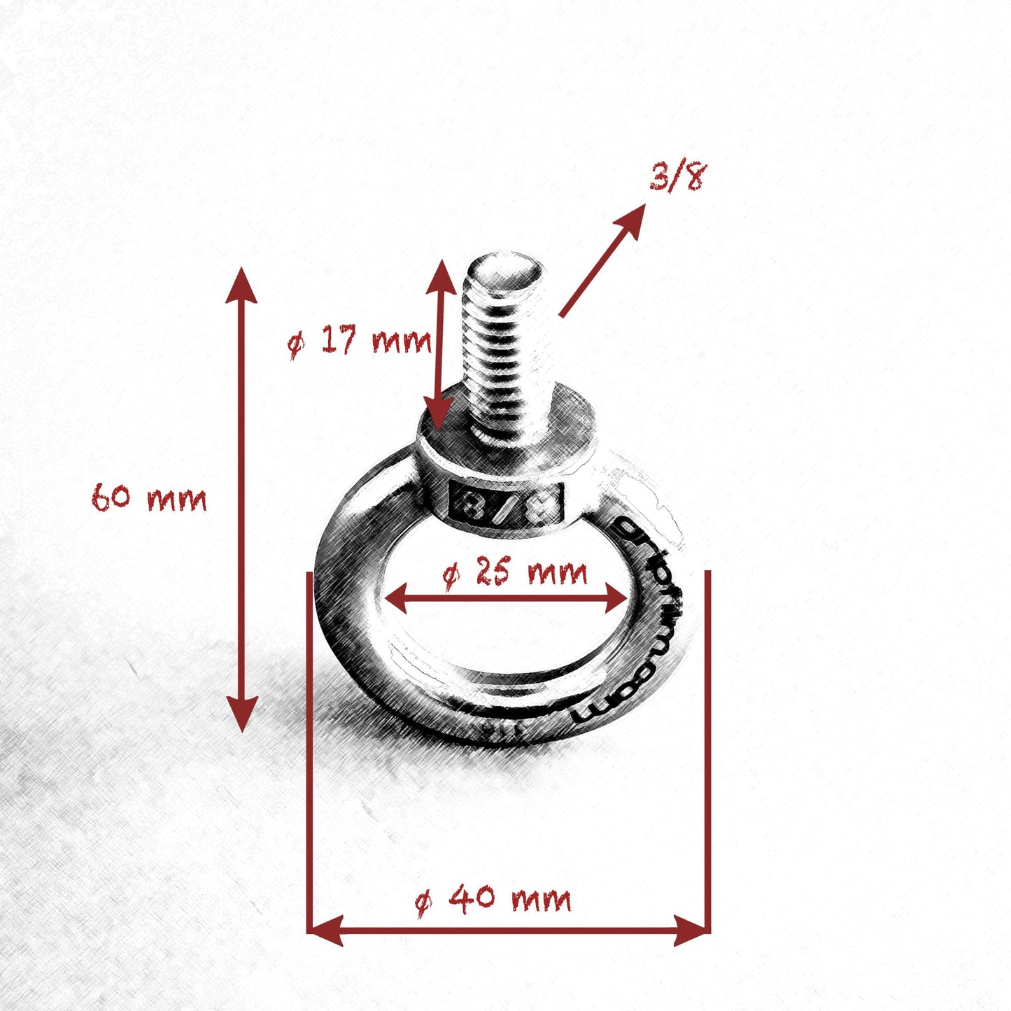 1/4 - 3/8 STAINLESS STEEL EYE BOLT SET - Grip Support Store