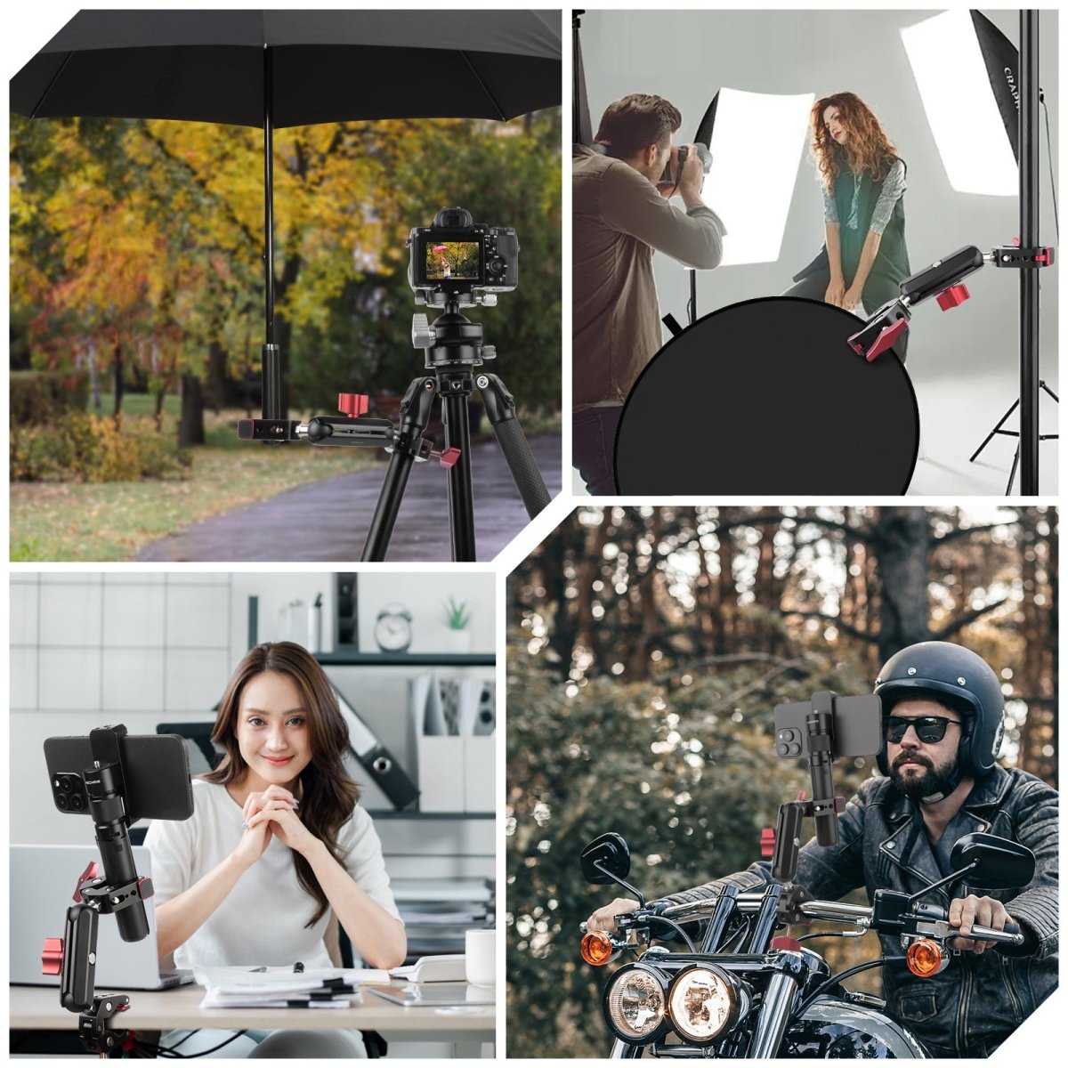 Mechrig 360° Adjustable Dual Super Clamp Mount with Ball Head Arm