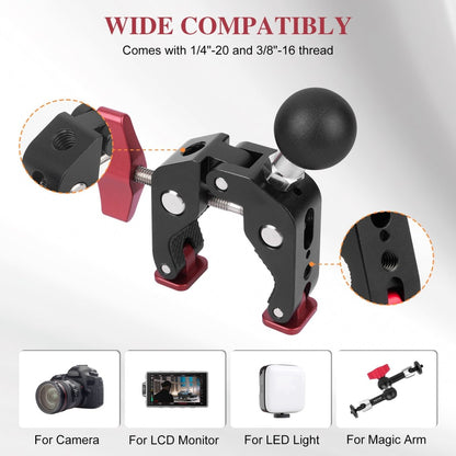 Mechrig 360° Adjustable Dual Super Clamp Mount with Ball Head Arm