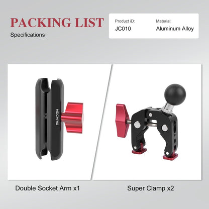 Mechrig 360° Adjustable Dual Super Clamp Mount with Ball Head Arm