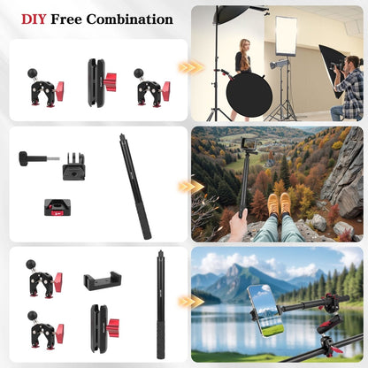Mechrig Adjustable Camera Mount with 5-Section Pole and Four Super Clamps