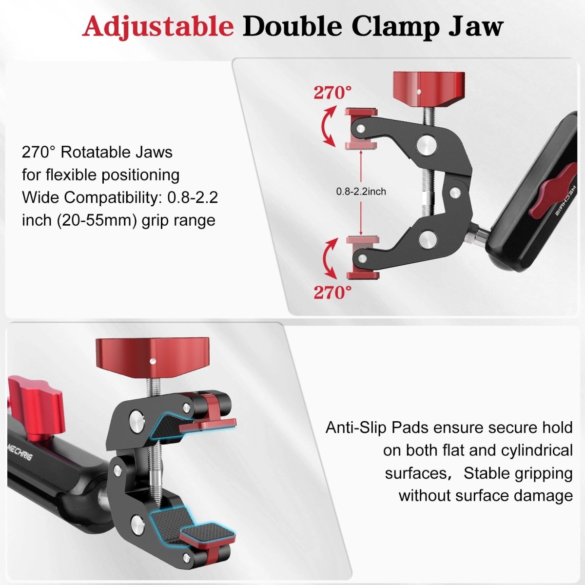 Mechrig Adjustable Camera Mount with 5-Section Pole and Four Super Clamps