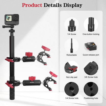 Mechrig Adjustable Camera Mount with 5-Section Pole and Four Super Clamps