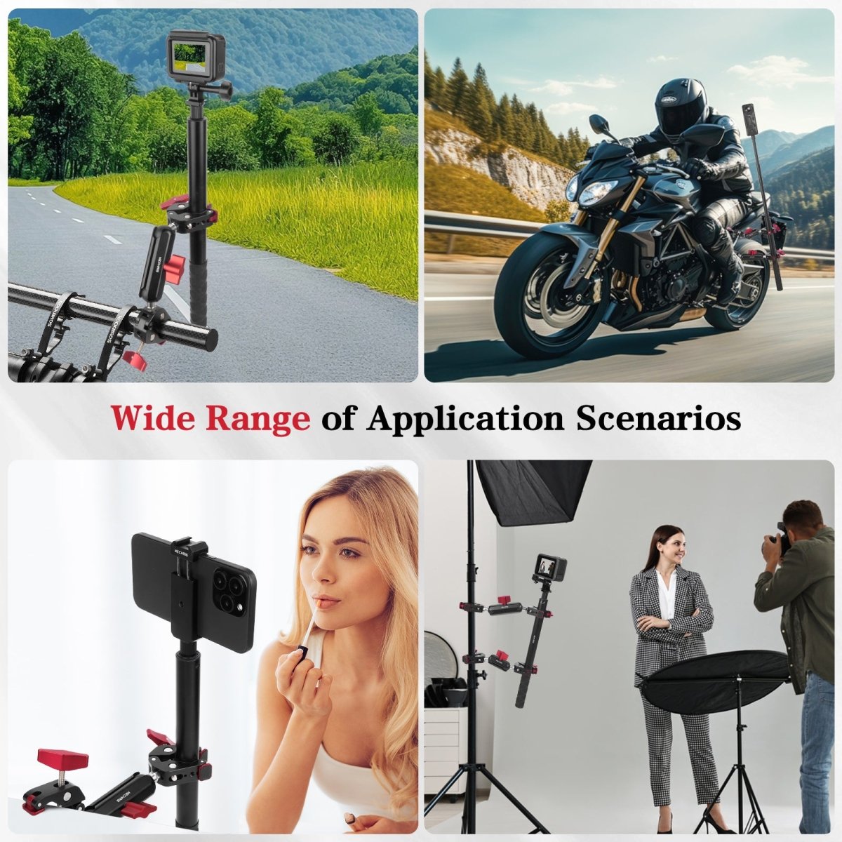 Mechrig Adjustable Camera Mount with 5-Section Pole and Four Super Clamps