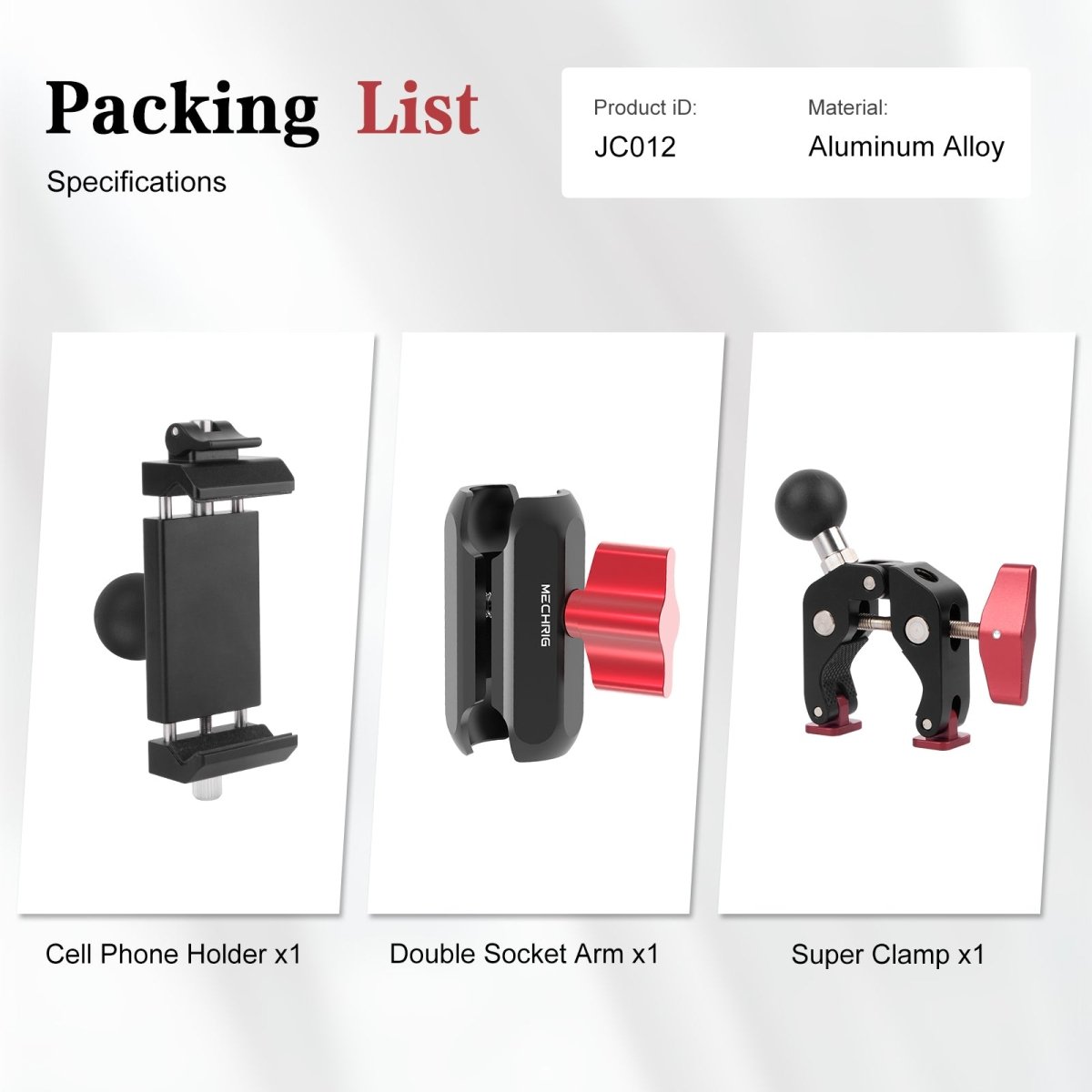 Mechrig Quick-Release 360° Ball Head Phone Mount with Super Clamp