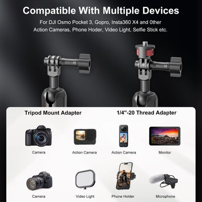 Mechrig Riding Dual Ball Head Super Clamp Mount with GoPro Base & 1/4" Screw