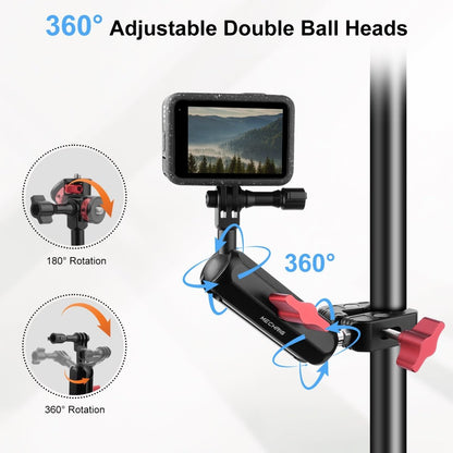 Mechrig Riding Dual Ball Head Super Clamp Mount with GoPro Base & 1/4" Screw