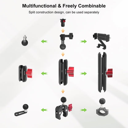 Mechrig Riding Dual Ball Head Super Clamp Mount with GoPro Base & 1/4" Screw