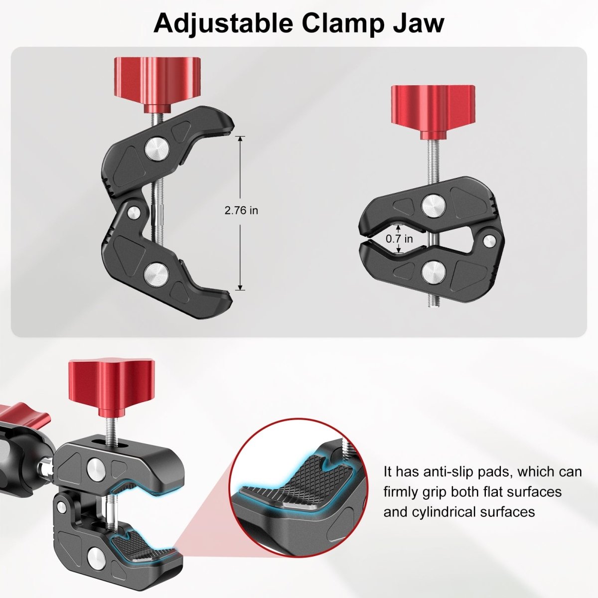 Mechrig Riding Dual Ball Head Super Clamp Mount with GoPro Base & 1/4" Screw