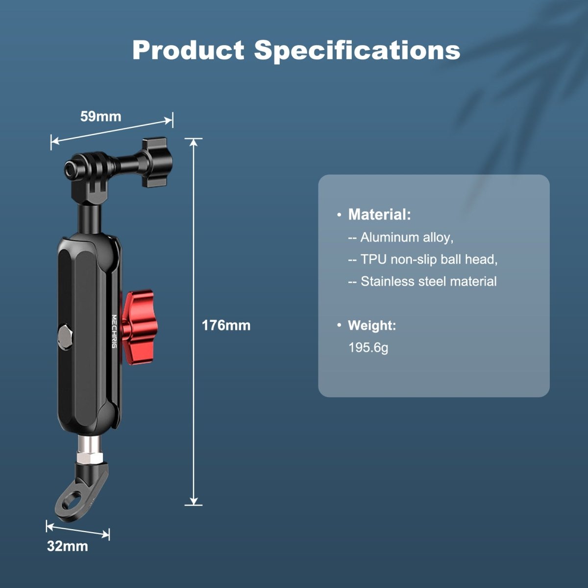 Mechrig Rearview Mirror Angled Aluminum Alloy Action Camera Mount