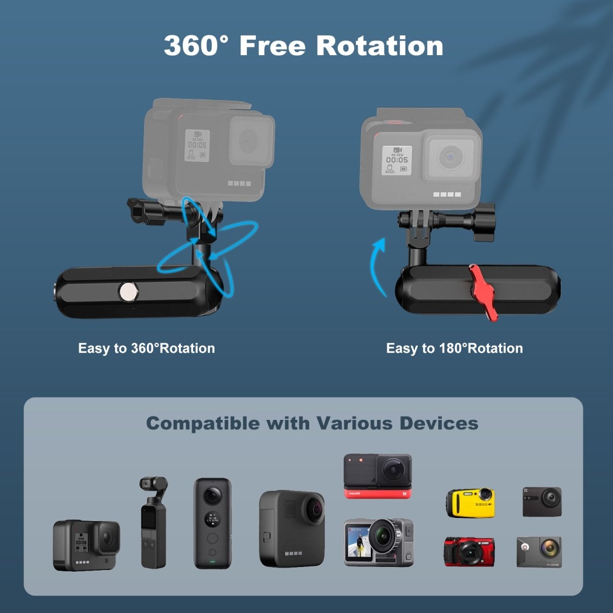 Mechrig Rearview Mirror Angled Aluminum Alloy Action Camera Mount