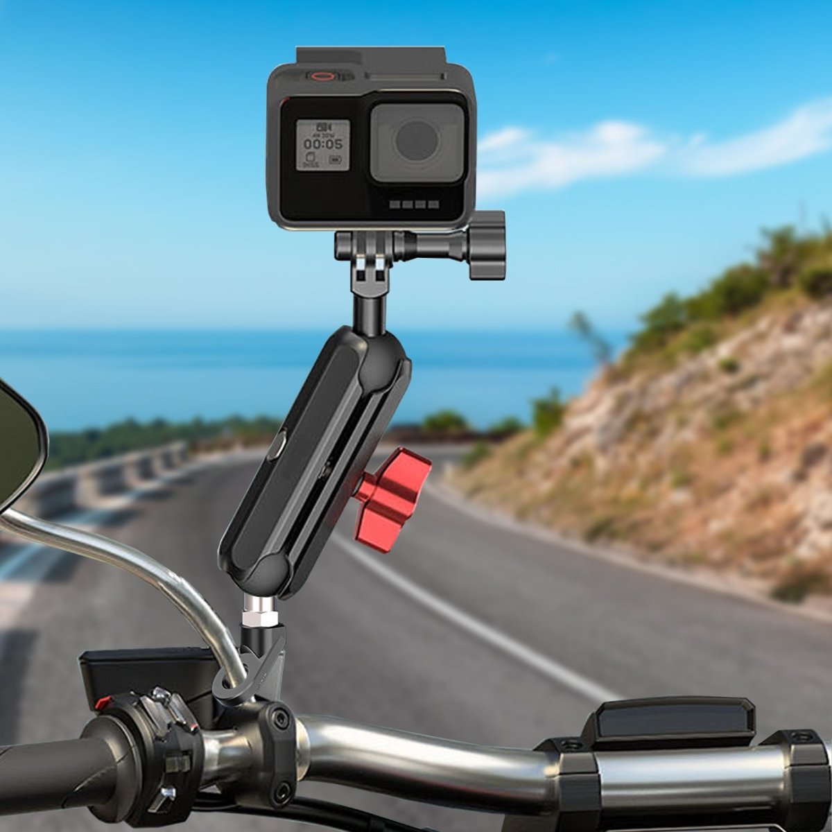Mechrig Rearview Mirror Angled Aluminum Alloy Action Camera Mount