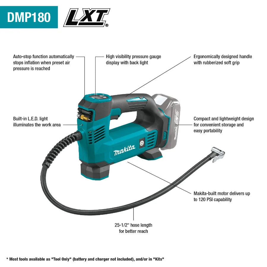 Makita DMP180ZX 18V LXT Lithium Ion Cordless Inflator - Grip Support Store