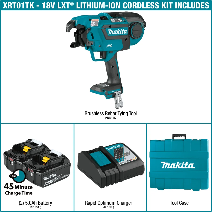 Makita XRT01TK 18V LXT® Lithium‑Ion Brushless Cordless Rebar Tying Tool Kit (5.0Ah) - Grip Support Store