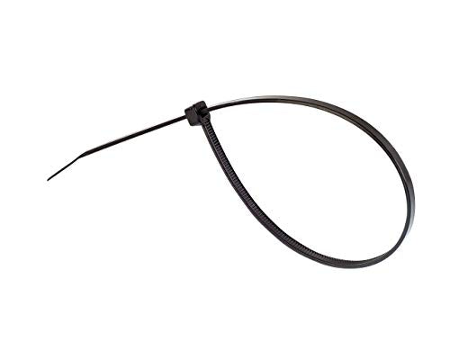 12" Black Zip Ties, 100 Pack, 50lb Strength