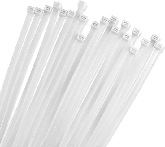 15" White Zip Ties (100 Pack)- Heavy Duty